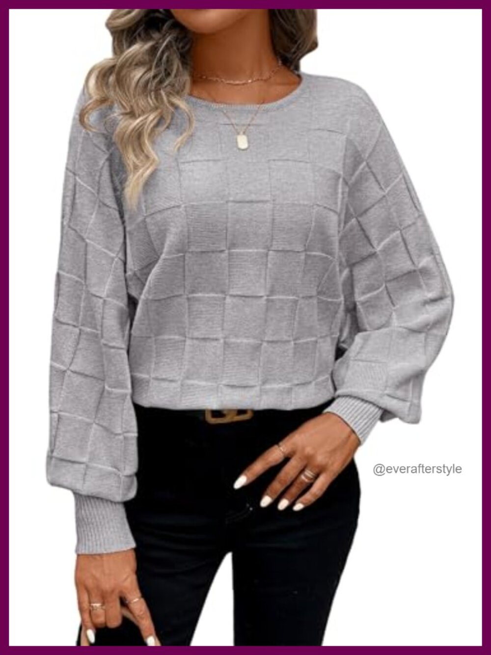 Batwing Sleeve Oversized Pullover Knit Sweater Long Sleeve Crew Neck